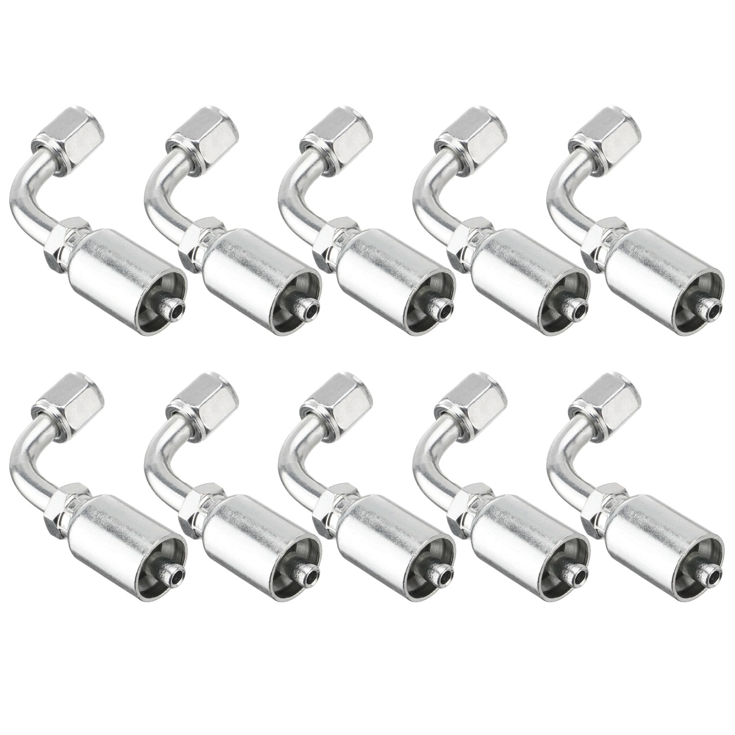 10X 1/4″ JIC 37° Female 90° Hydraulic Hose Fittings For 1/4″ I.D. Hydraulic Hose