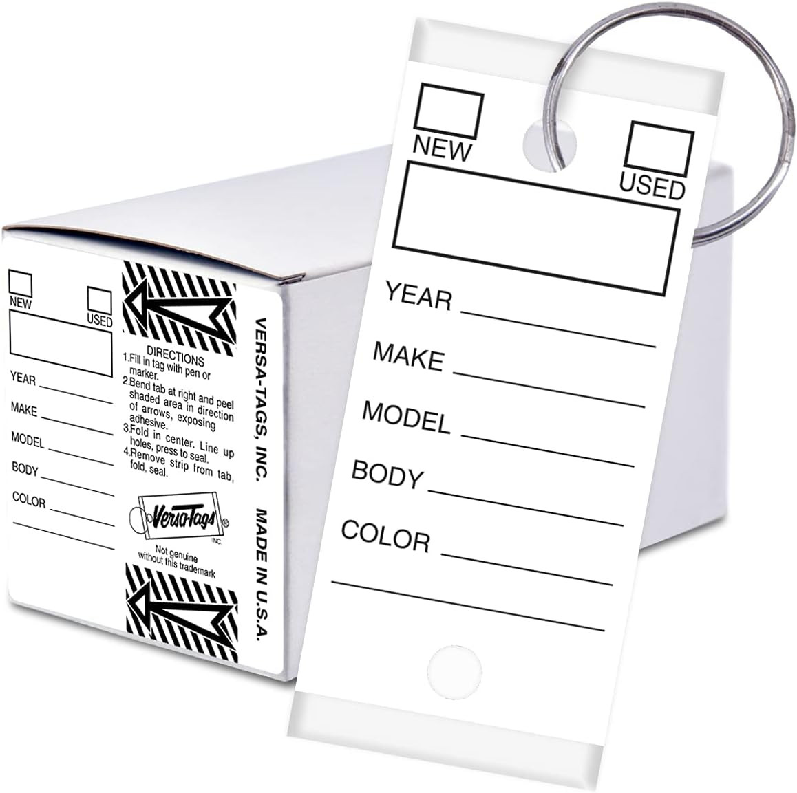 250 per Box, Self-Protecting Paper Key Tags with Chrome-Plated Split Rings Perfe