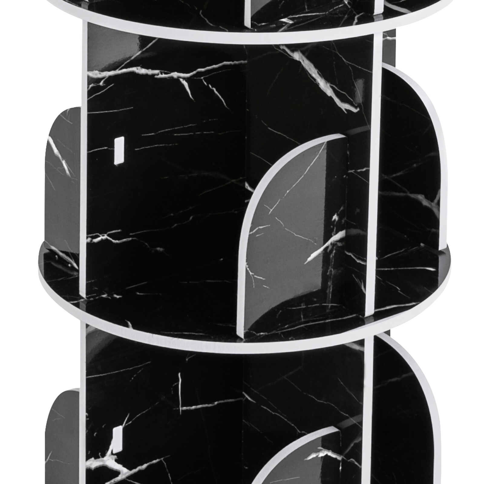 Rotating Display Bookshelf – Black Marble Revolving Storage Rack 4 Tier