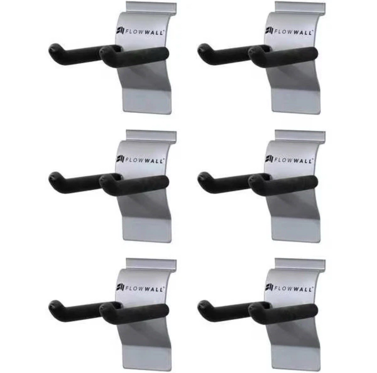 Flow Wall Slatwall Dbl Hook,Steel,LdCap:50lb,PK6 FSH-041-6 Flow Wall FSH-041-6