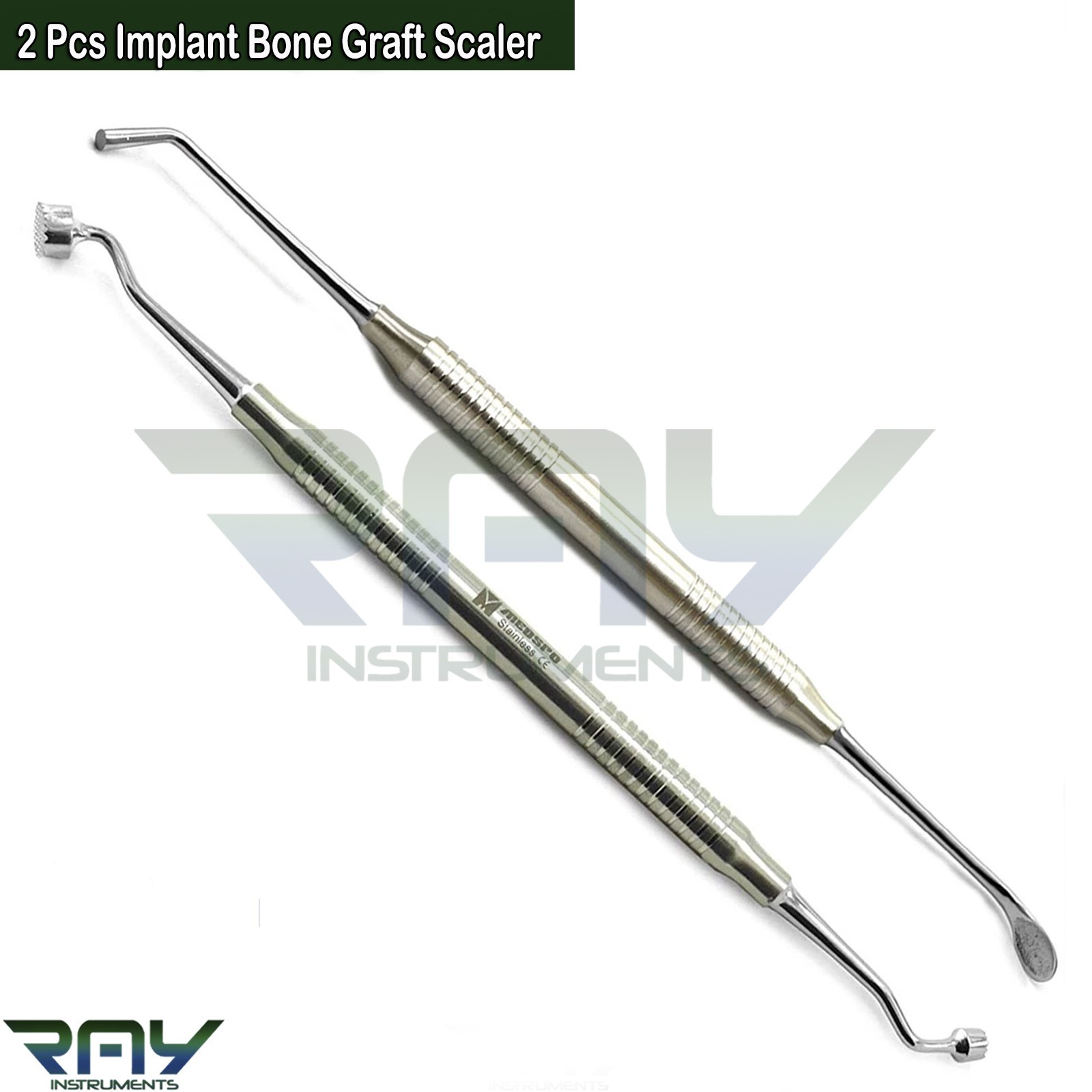 2 Pcs Dental Implant Bone Grafting Tools Bone Compactor Spoon Graft Packer 4mm
