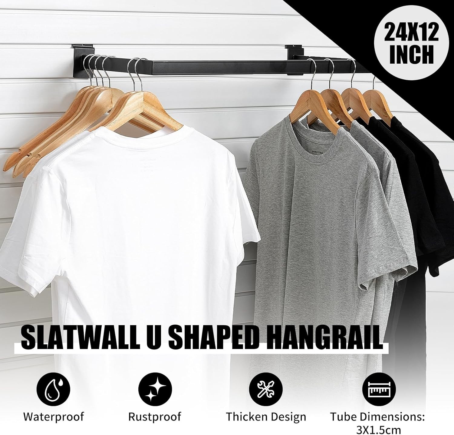 Slatwall U-Shaped Rectangular Tubing Hangrail – 24″x12″, Slatwall Accessories…