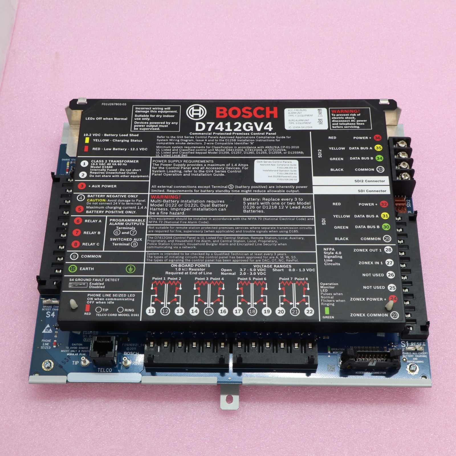 Bosch D7412GV4 GV4 Alarm Control Panel Communicator w/ Enclosure T5-E18