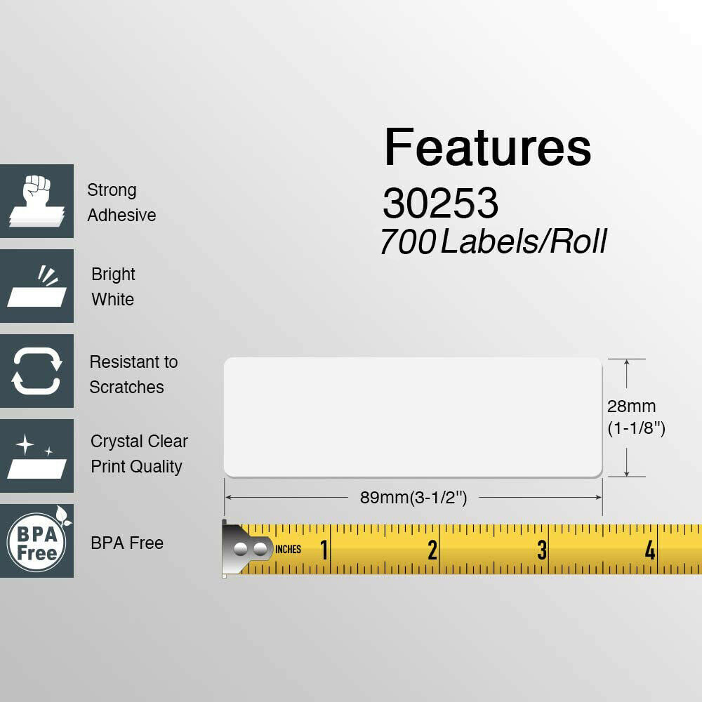 1-1/8″ x 3-1/2″ Address Labels 700 pages/roll for Dymo 30253 2-up LW 4XL 30252
