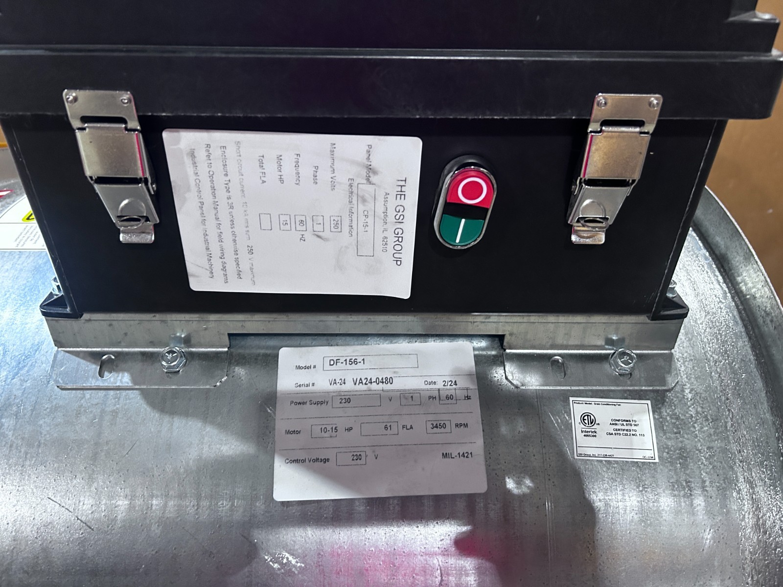 New Open Box GSI 26» Grain Bin Vane Axial Aeration 1 Phase Fan DF-156-1G