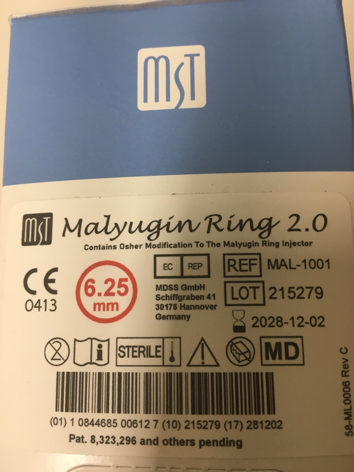 Box Of 6 Malyugin Ring 2.0, 6.25mm, MAl-1001 Exp 2028/12/02