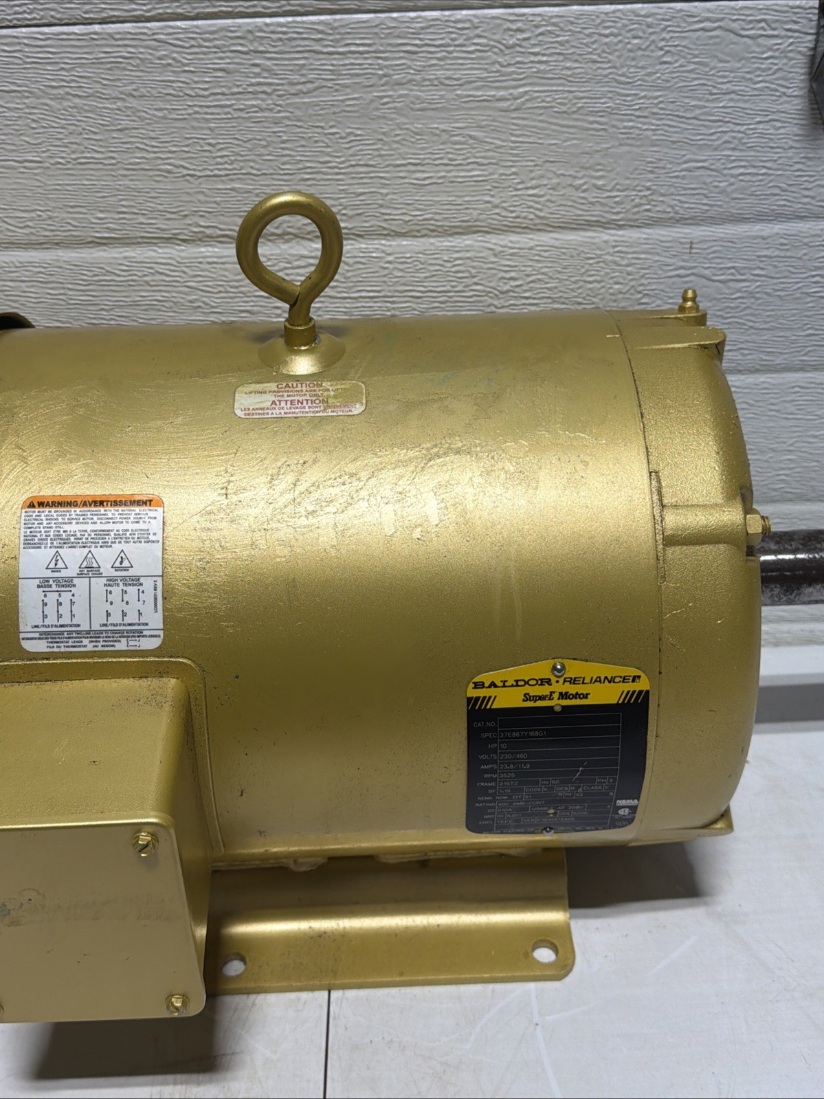 Baldor 10 HP Super-E Electric Motor 230/460 Vac 215TZ Frame RPM 3525