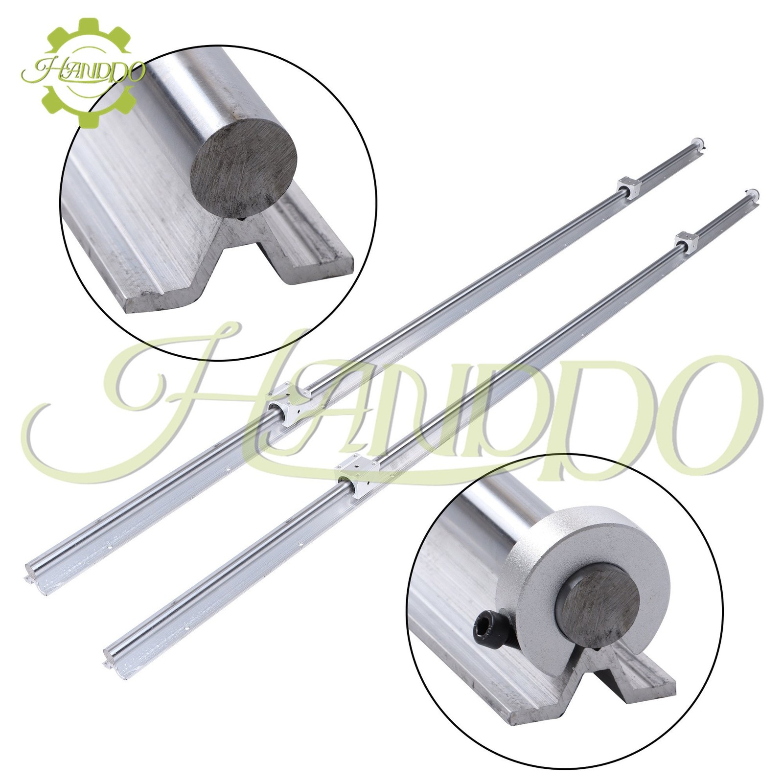 Linear Rails 2Pcs SBR20-2200mm & 4× SBR20UU Bearing Blocks & 4×20mm Fixing Rings