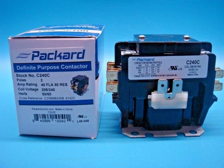 Packard Definite Purpose Contactor C240A 2 Pole 40 Amps 24 Coil Voltage