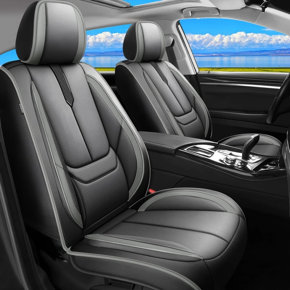 Mazda CX-5 Seat Covers 2013-2026 Waterproof Leather Airbag Compatible Black-Grey