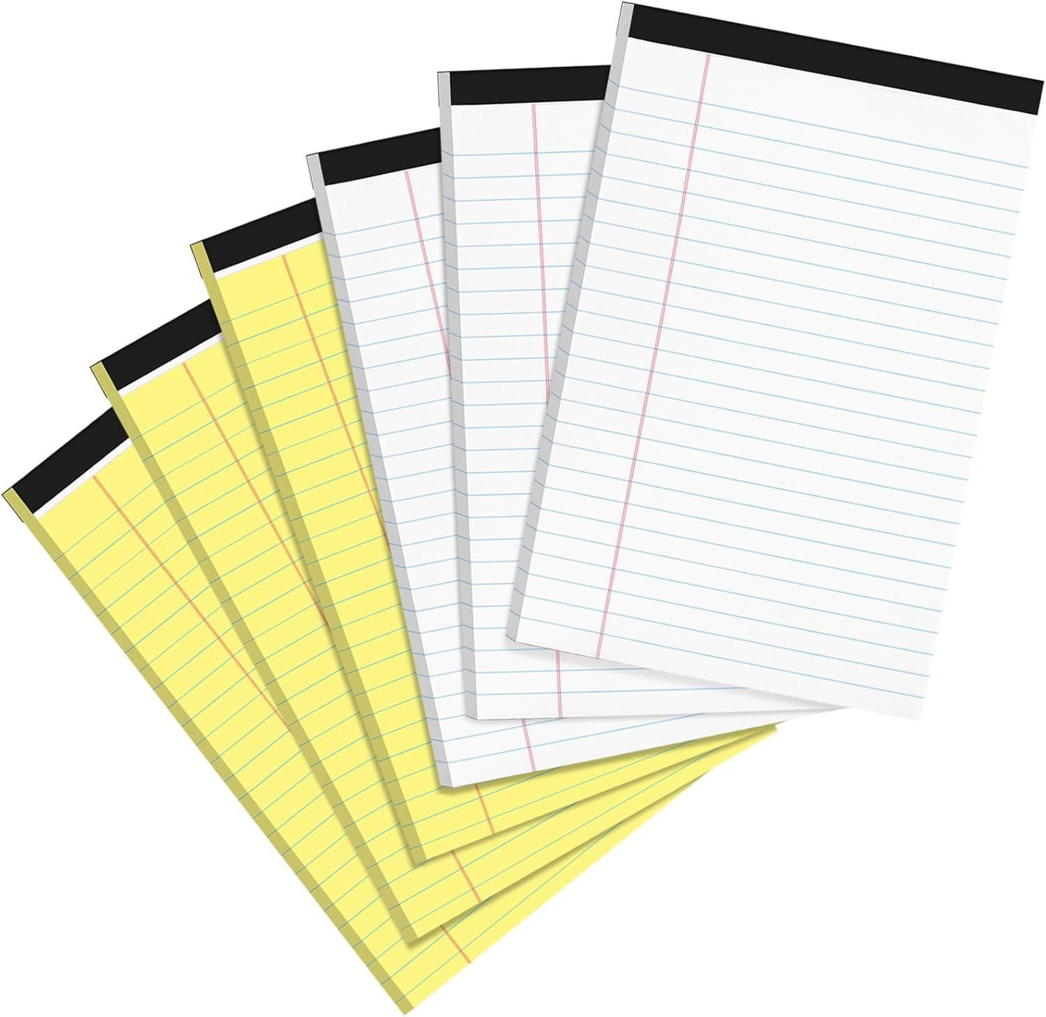 6 PCS Small Legal Pads 5X8 Yellow and White, Narrow Ruled Small Note Pads, Micro