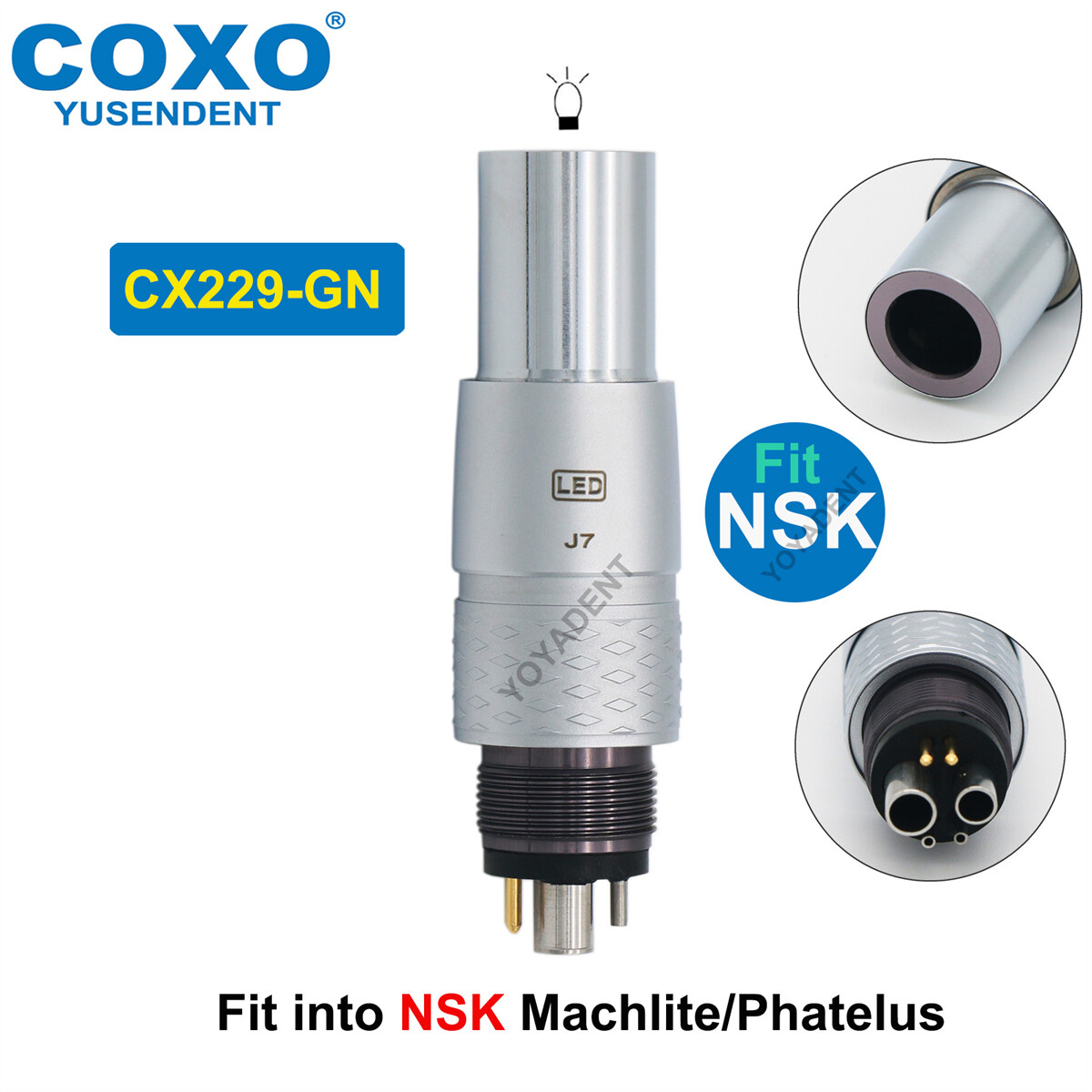 US COXO Dental Turbine High Speed Fiber Optic Handpiece Coupling 6 Pin Fit NSK