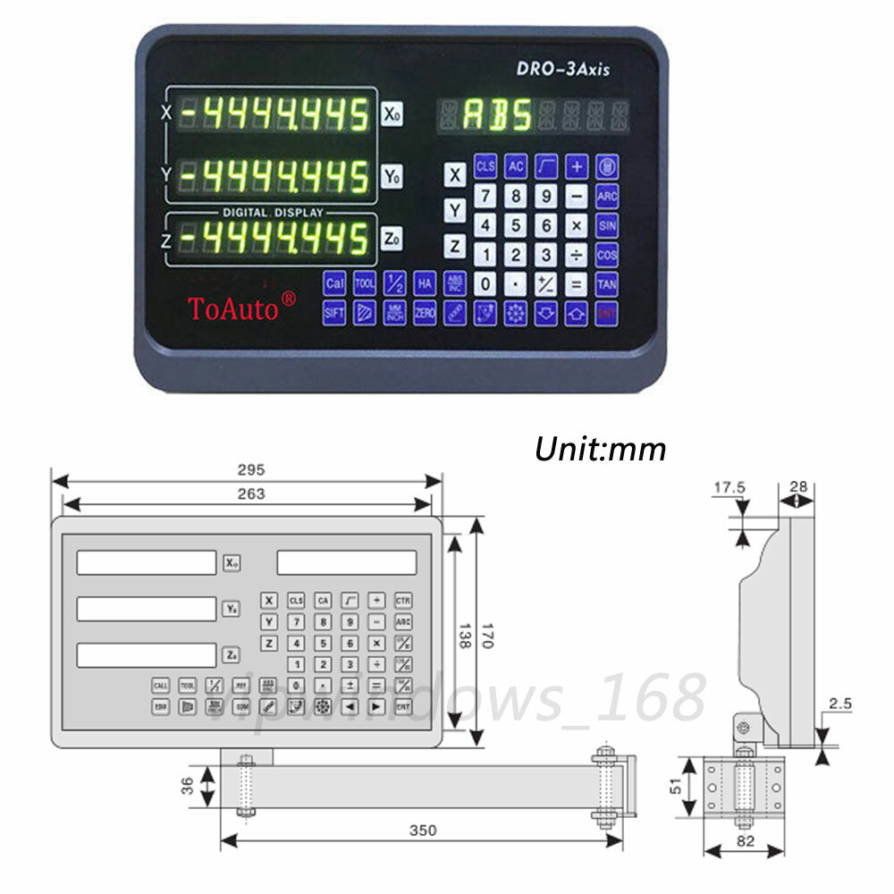 3 Axis Digital Readout DRO kit for bridgeport 350mm+450mm+950mm Linear Scales