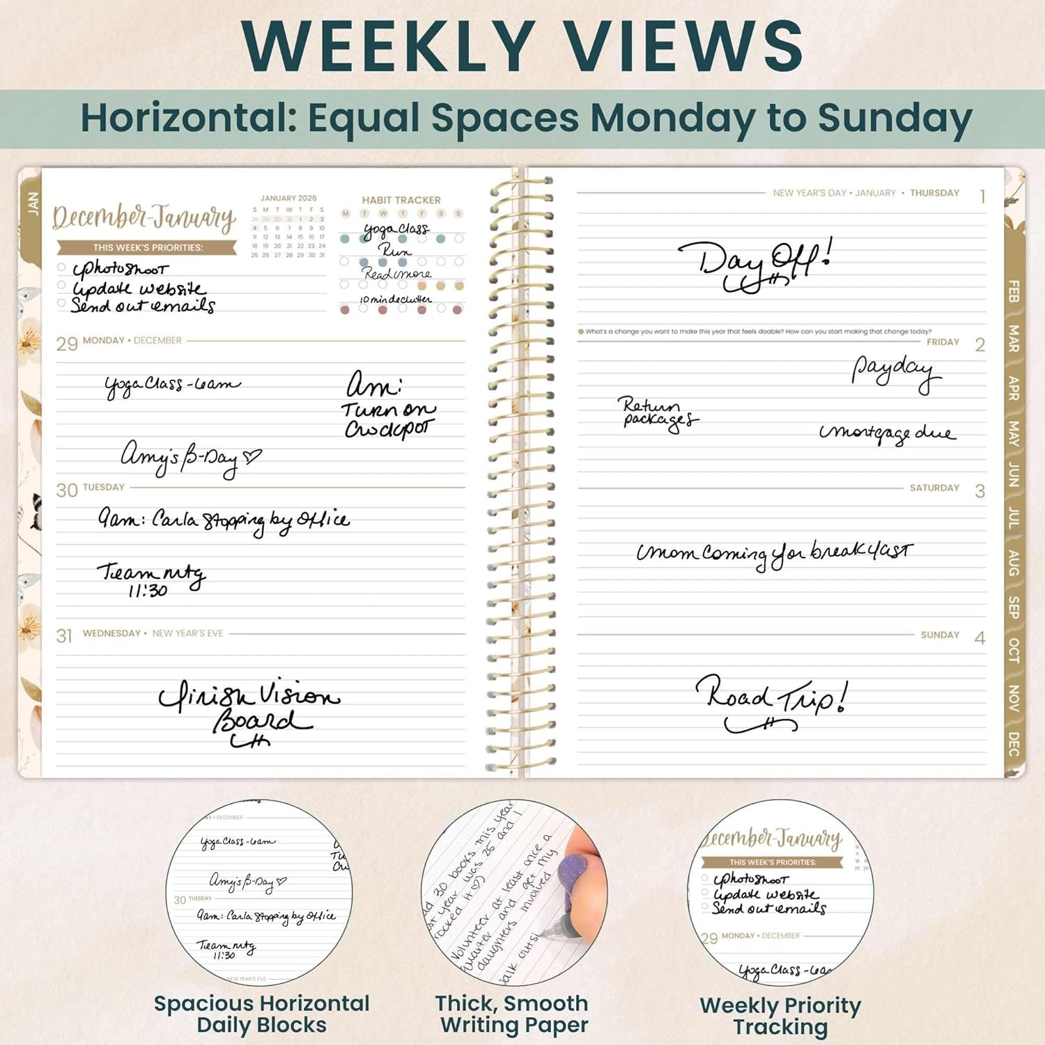 2026 Planner (January to December) – 8.5” x 11” Weekly & Monthly Dated Agenda Or