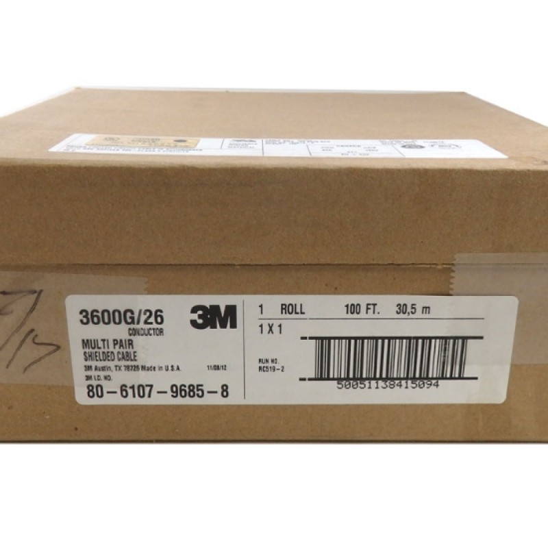 3M 100 Foot 28 AWG Stranded Round Shielded/Jacketed Discrete Wire PVC Cable
