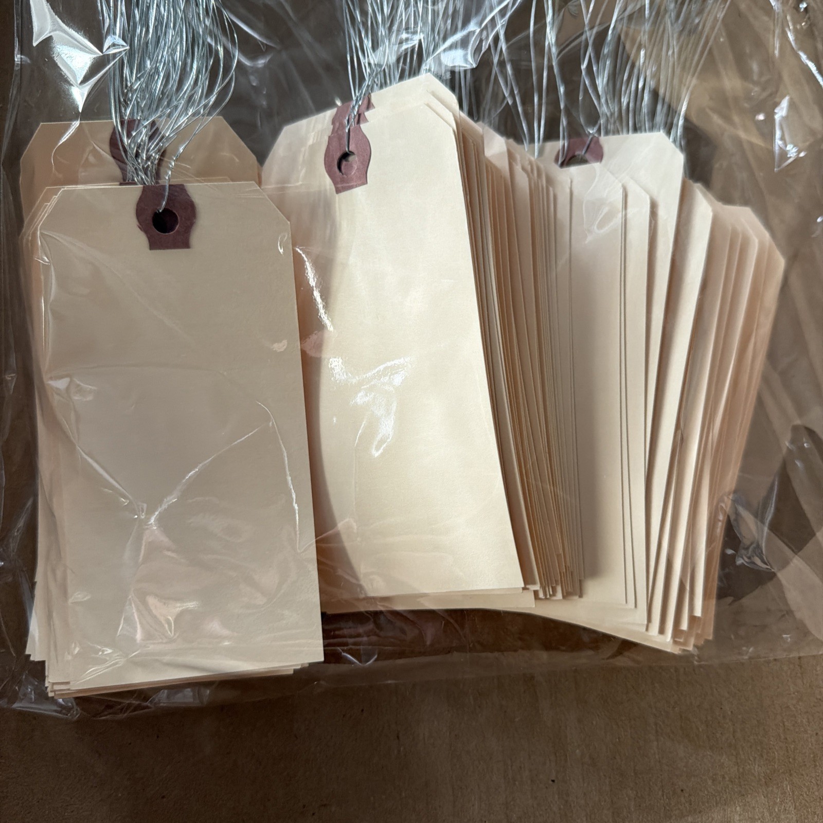 100 WIRED MANILA TAGS SIZE 4 3/4” X 2 3/8” INVENTORY SHIPPING