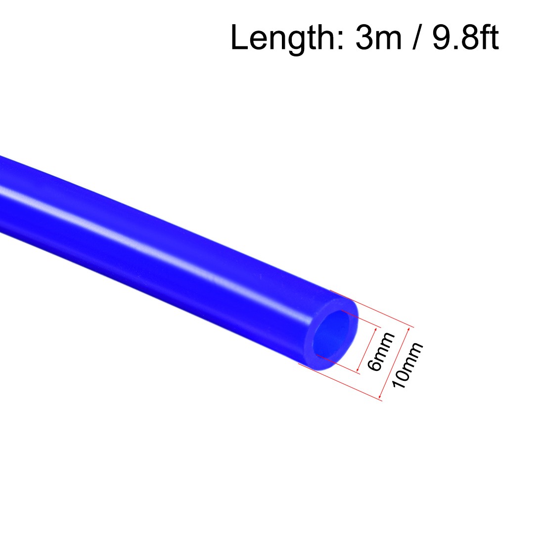 Silicone Tubing 6mmID x10mm OD 9.8ft 3 Meters Silicon Rubber Air Pipe Hose,Blue