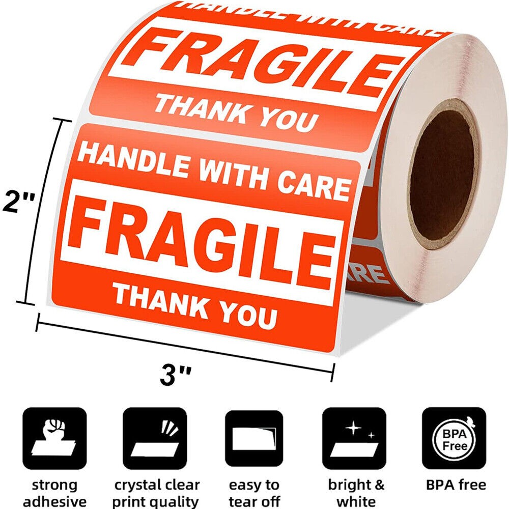 500/roll 1-20x Fragile Stickers 2×3″ 3×5″ Fragile Label Sticker Handle With Care