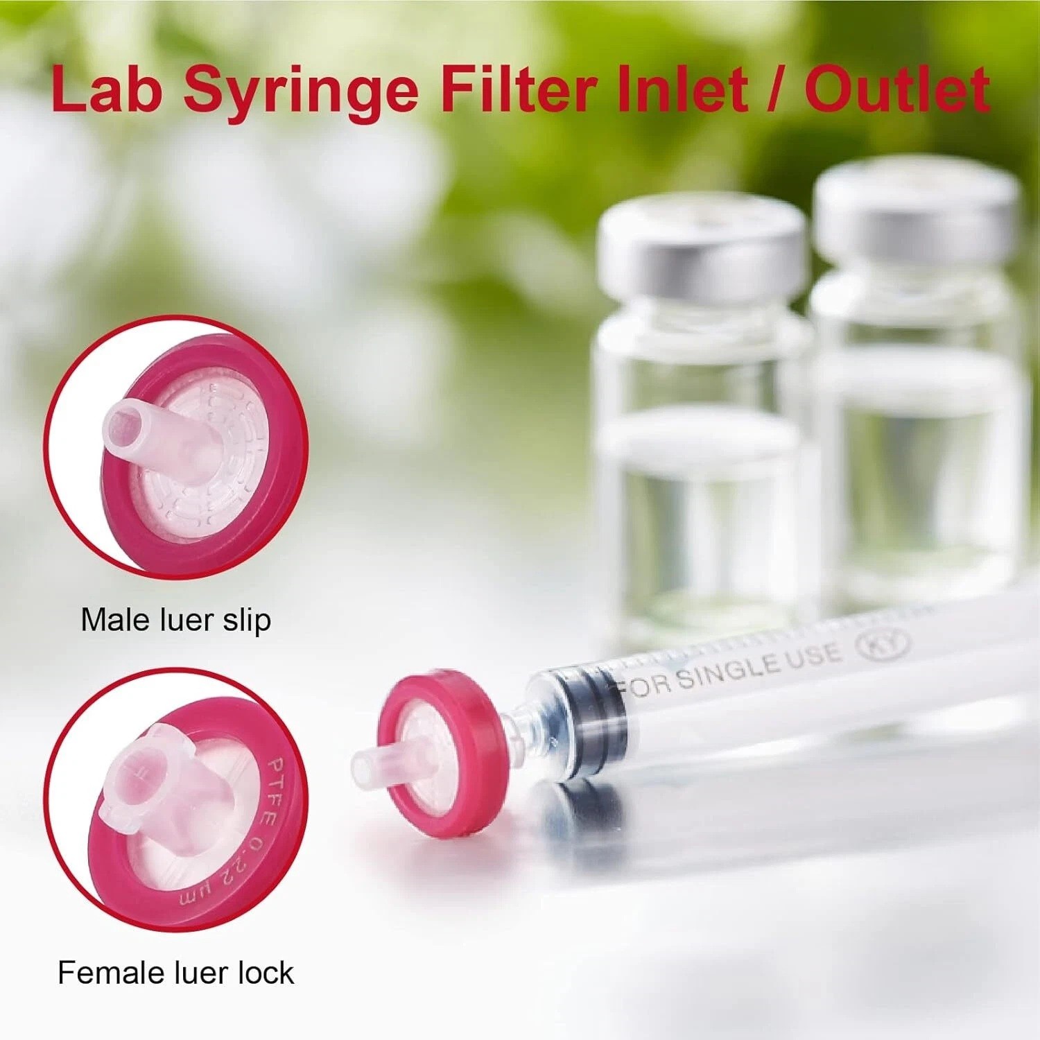 100PCS Syringe Filter PTFE Sterile Hydrophobic Filter 0.22um Membrane 13mm Pore