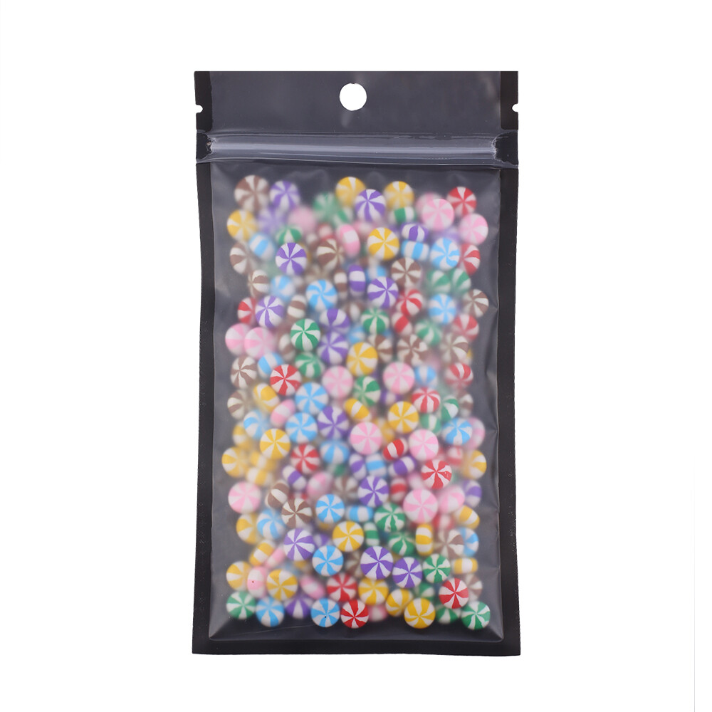 100pc Matte Clear Front Black Back PE Zip Lock Bags w/ Hang Hole 10x18cm 4x7in