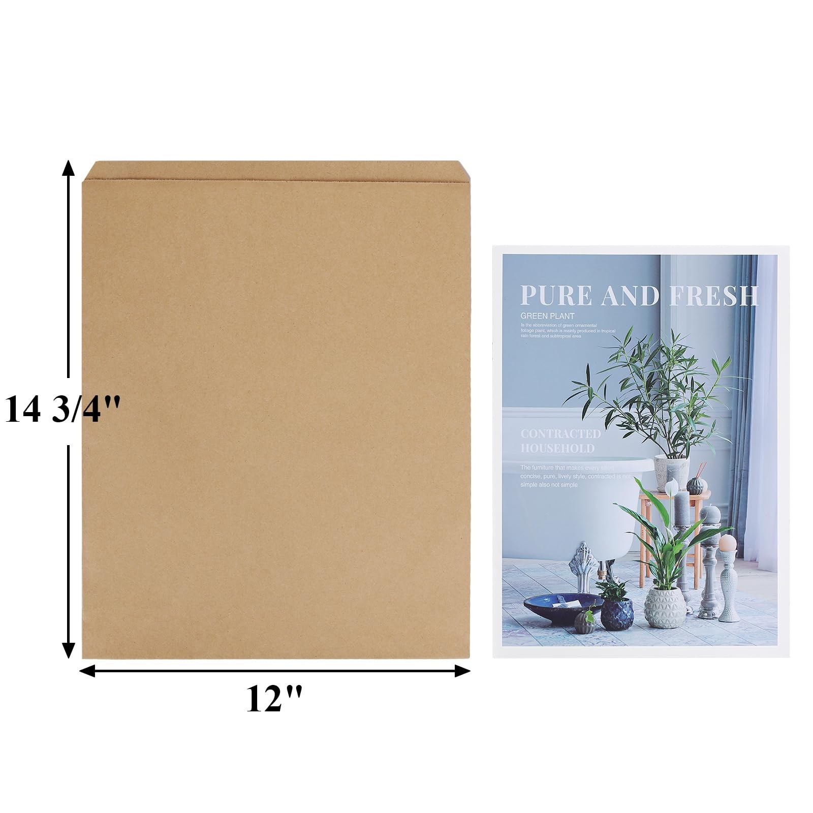 BagDream 12×15 Flat Paper Bags 100Pack 1 count (Pack of 100), Brown