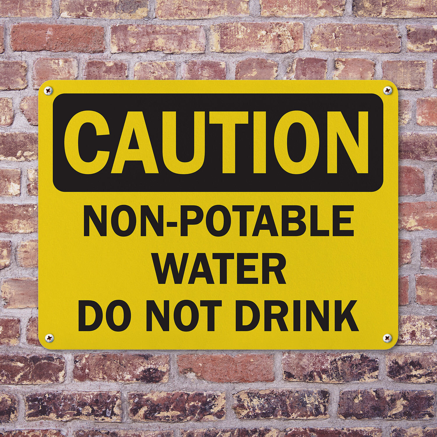 (2 Pack) Non-Potable Water Do Not Drink OSHA Caution Sign Decal Metal Plastic