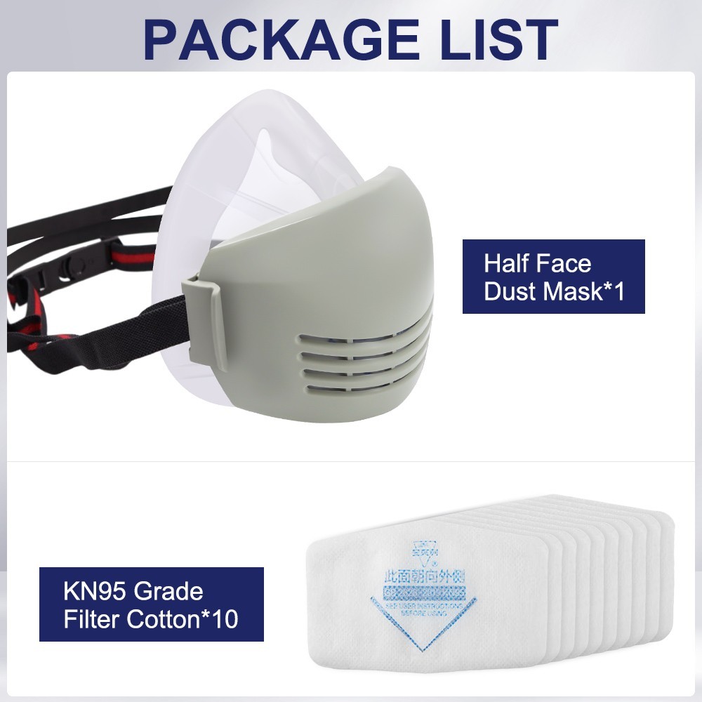 Half Face Dust Respirator Mask Cotton Painting Spraying Respirator with 10Filter
