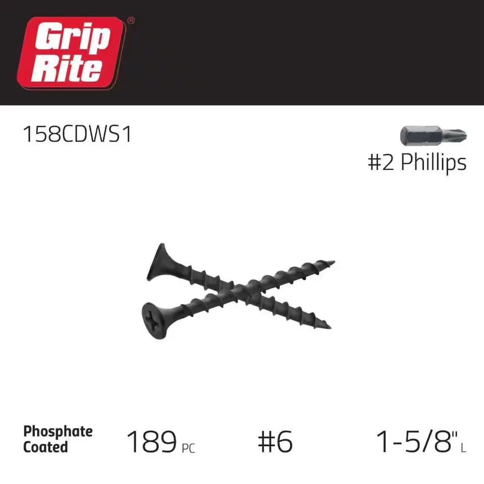 #6 X 1-5/8 In. #2 Phillips Bugle Head Coarse Thread Drywall Screw 1 Lb. Box