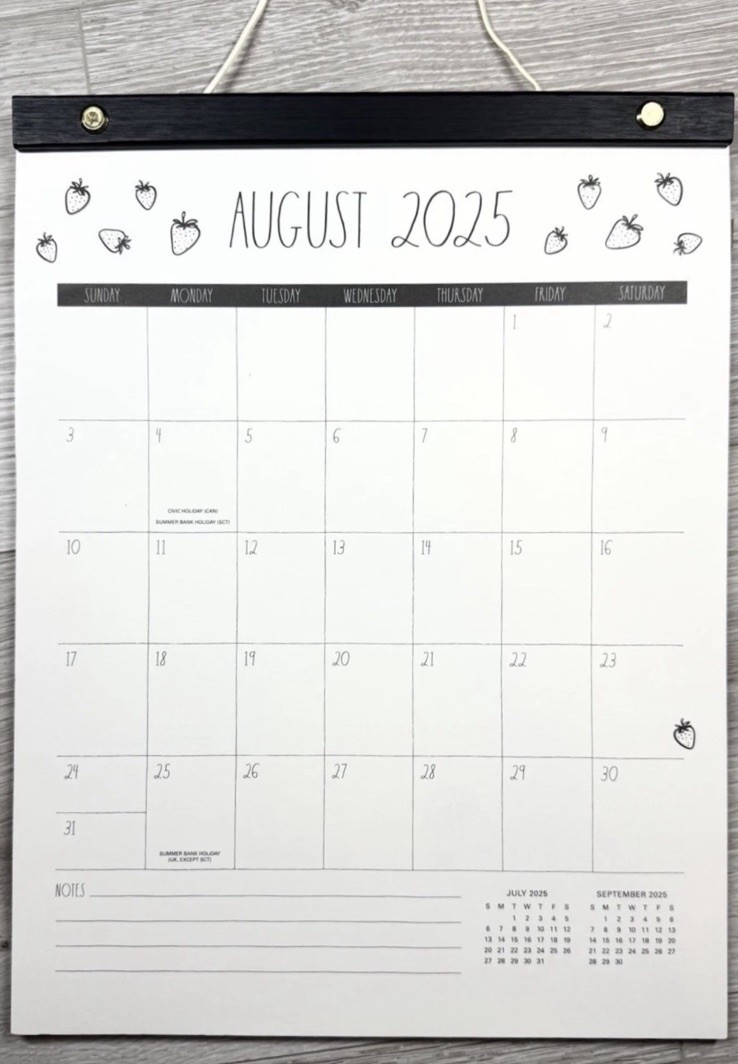 RAE DUNN 2026 Monthly Wall Calendar Bamboo Hanger Strawberry 🍓 LARGE