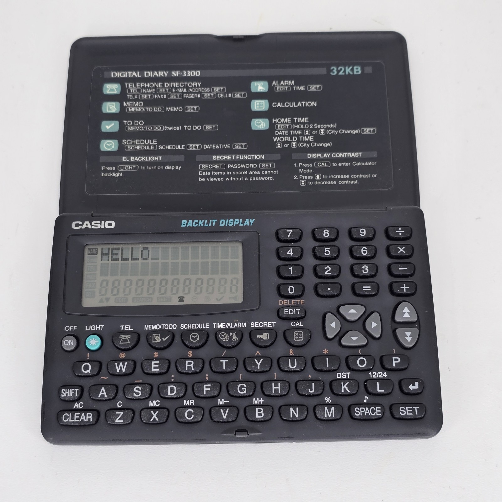 Casio Digital Diary SF-3300 32kb Backlit Display New Batteries