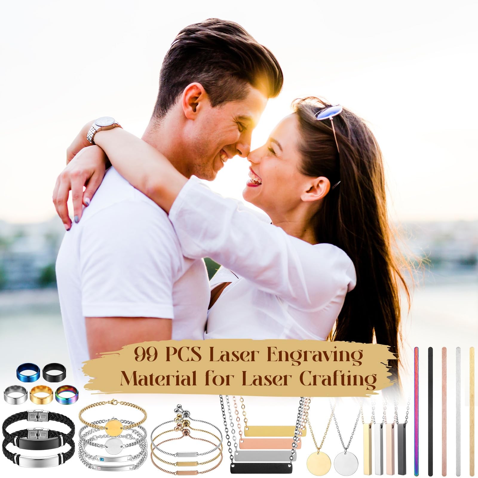 99 Pcs Laser Engraving Materials Bulk Include 46 Jewelry Making Engraving Kit…