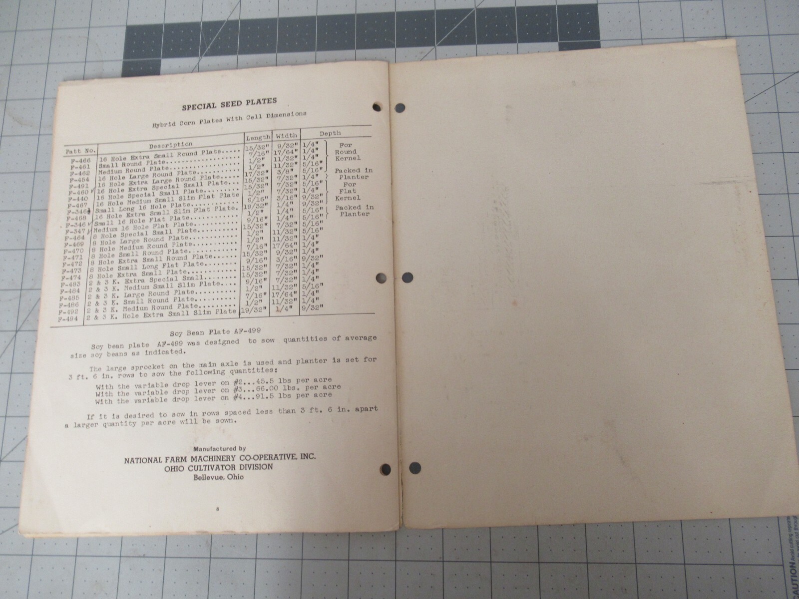 Ohio Co-op Black Hawk No. 115T Tractor Planter Manual