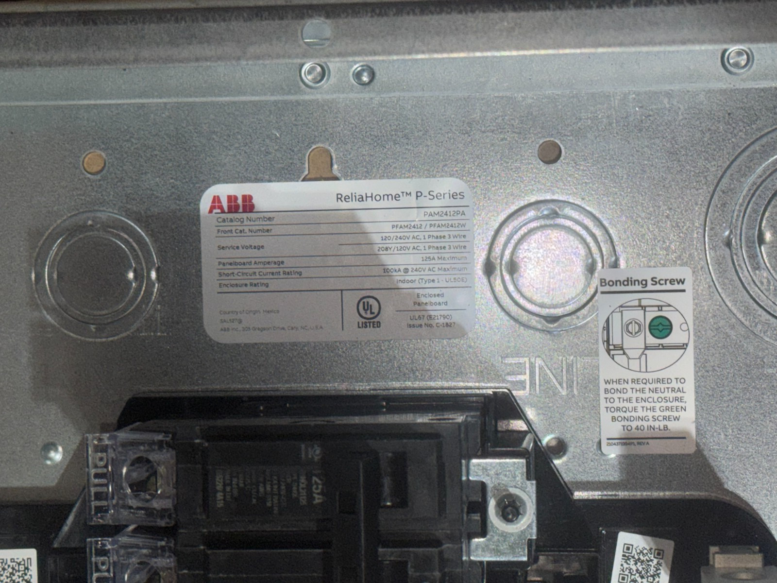 ABB 125A 24 Space 48 Circuit Main Breaker Indoor PON Load Center Kit, PAM2412PA