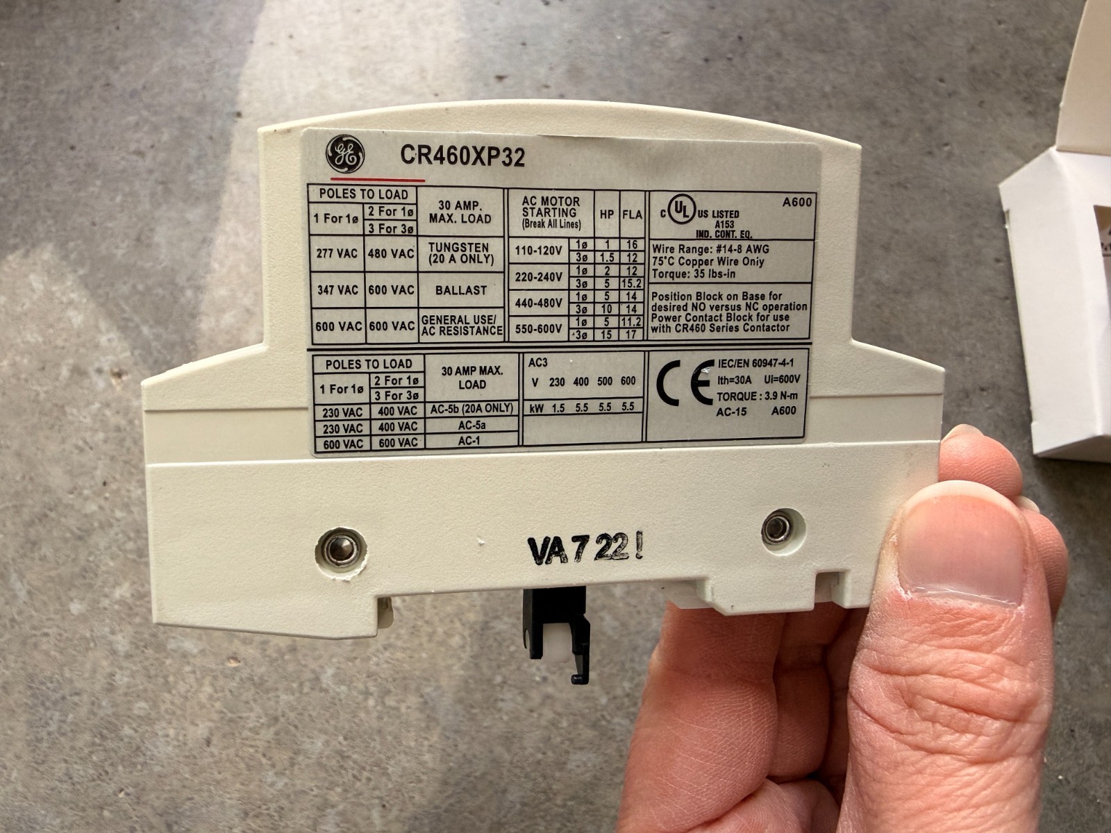 General Electric CR460XP32 2p 30a Lighting Contactor Power Pole NEW 460XP32