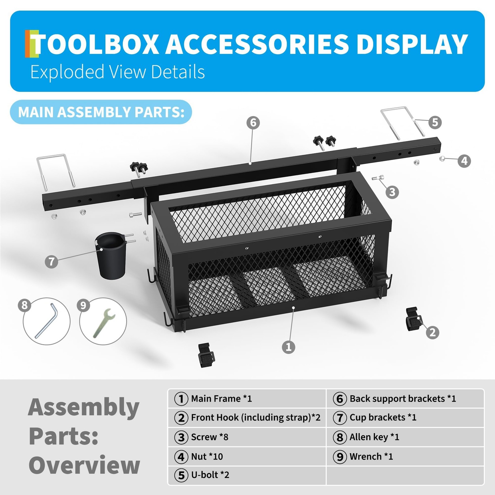Heavy Duty Universal Tractor Tool Box Tray Attachment, Tractor Tool Box Storage