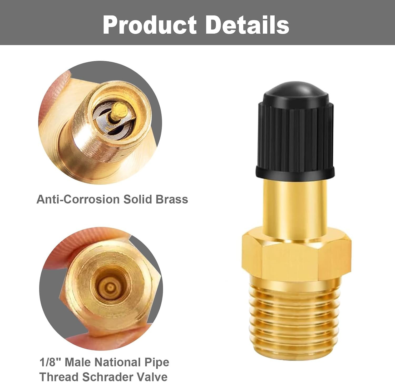Versatile 1/8″ NPT Tank Valve – Brass Construction with Schrader Design (2-Pack)