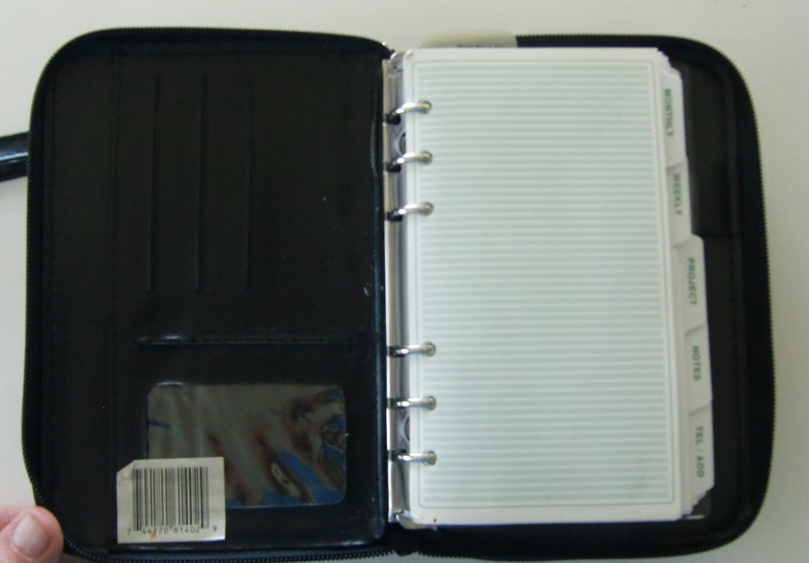 Six Ring Monthly/Weekly black leather planner