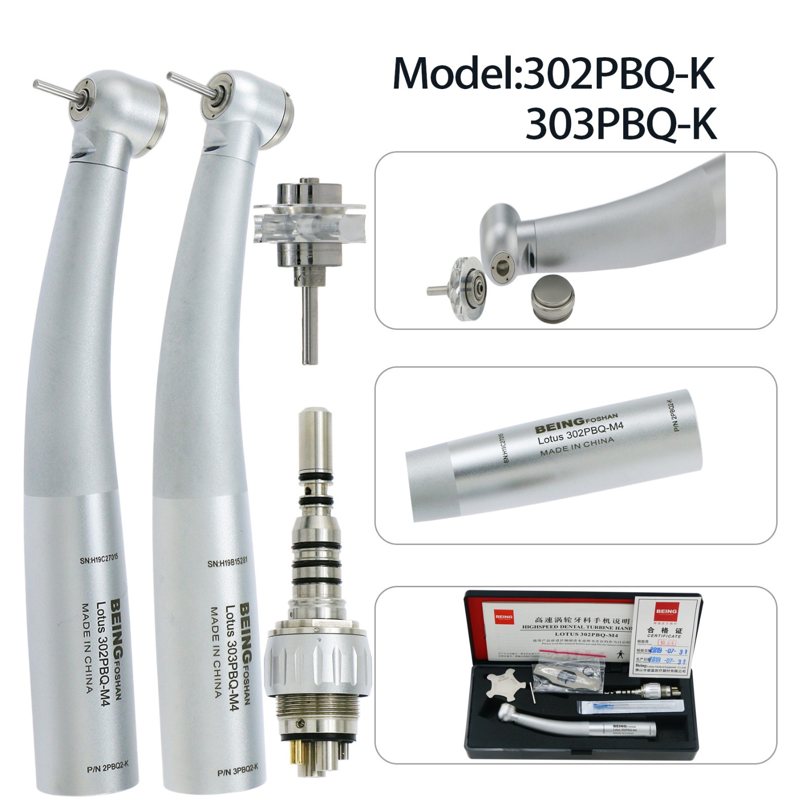 BEING Dental High Speed Fiber Optic Turbine Handpiece for KAVO Coupler 4/6 Holes