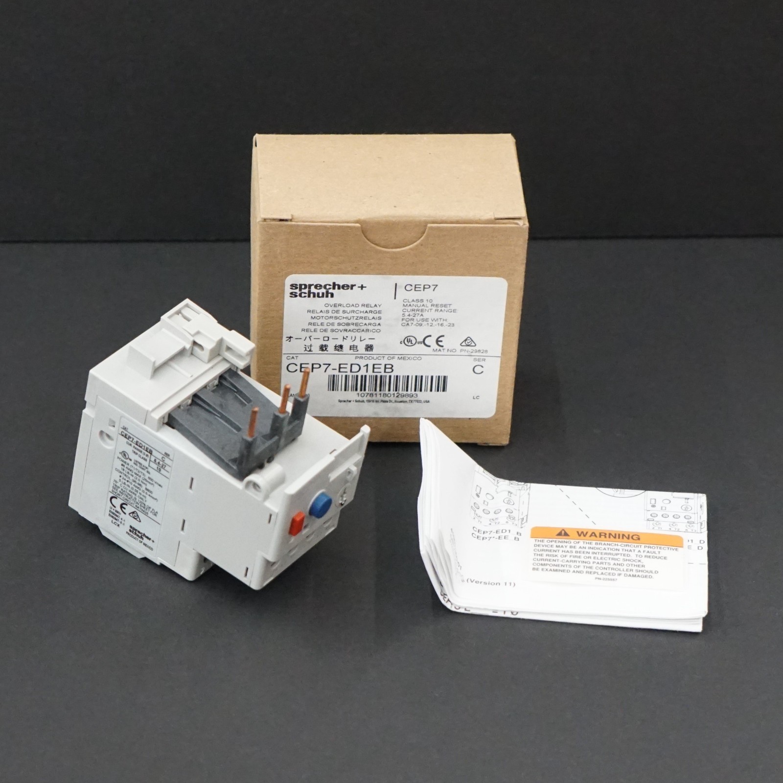 Sprecher & Schuh CEP7-ED1EB Overload Relay, 5.4-27.0A, 3PH
