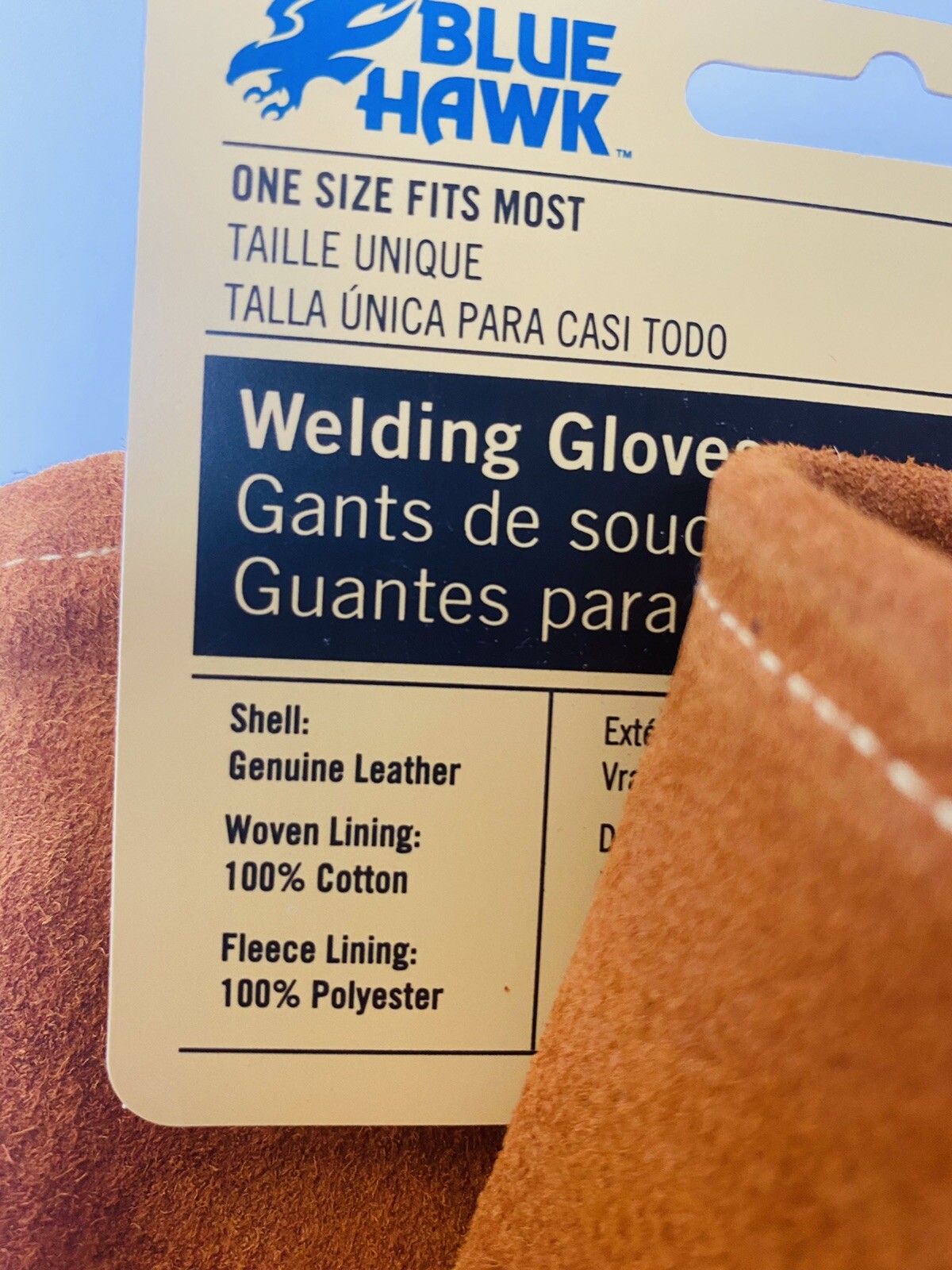 3 Pair Welding Gloves Blue Hawk Leather W/ Cotton Lining Size Large/XLarge