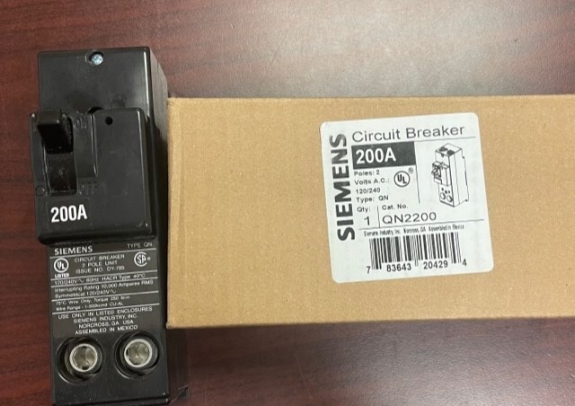 ITE Siemens QN2200 QN2200R 2 Pole 200 Amp 120/240 Volt 10K AIC Main Breaker