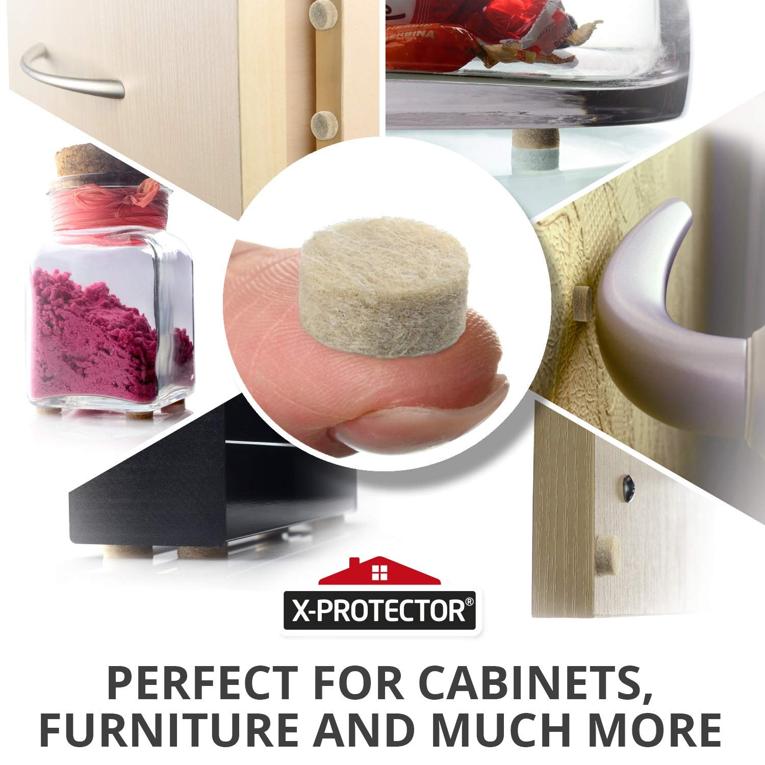 Cabinet Door X-Protector 100 Pcs Felt Pads 3/8 Beige Felt Thick Felt Pads To