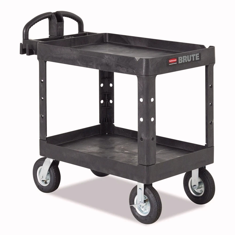 Rubbermaid Commercial 452088BK 25.9″ x 45.2″ x 32.2″ 2 Shelf Utility Cart New