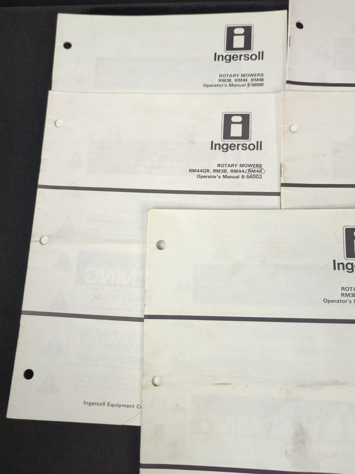 Vintage Ingersoll Rotary Mowers Operator’s Manuals RM38 44 48