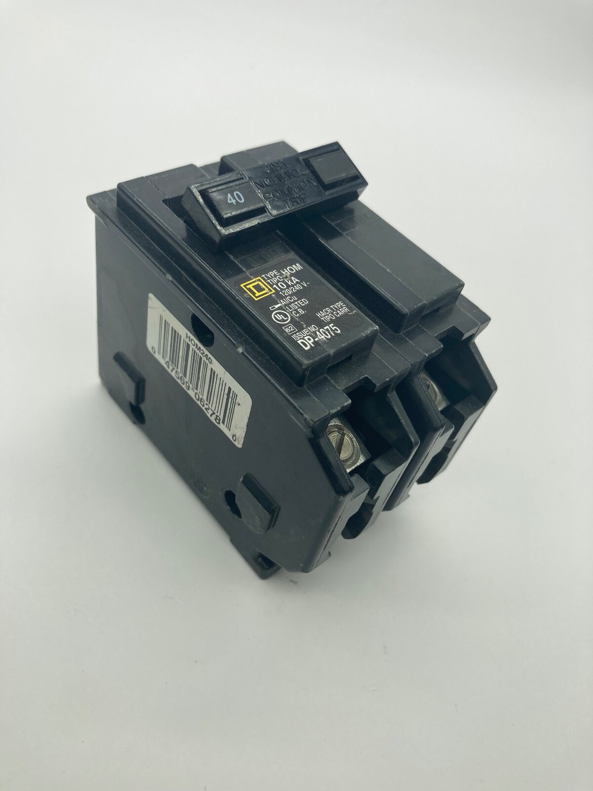 Homeline HOM240 2 Pole 40 Amp 120 240VAC Type HOM Plug In Circuit Breaker No Box
