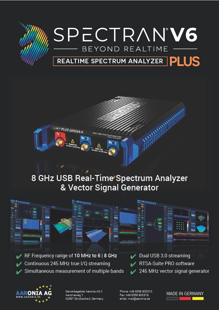 Aaronia SPECTRAN V6 PLUS 2000XA-6 6GHz USB Spectrum Analyzer 160MHz RTBW