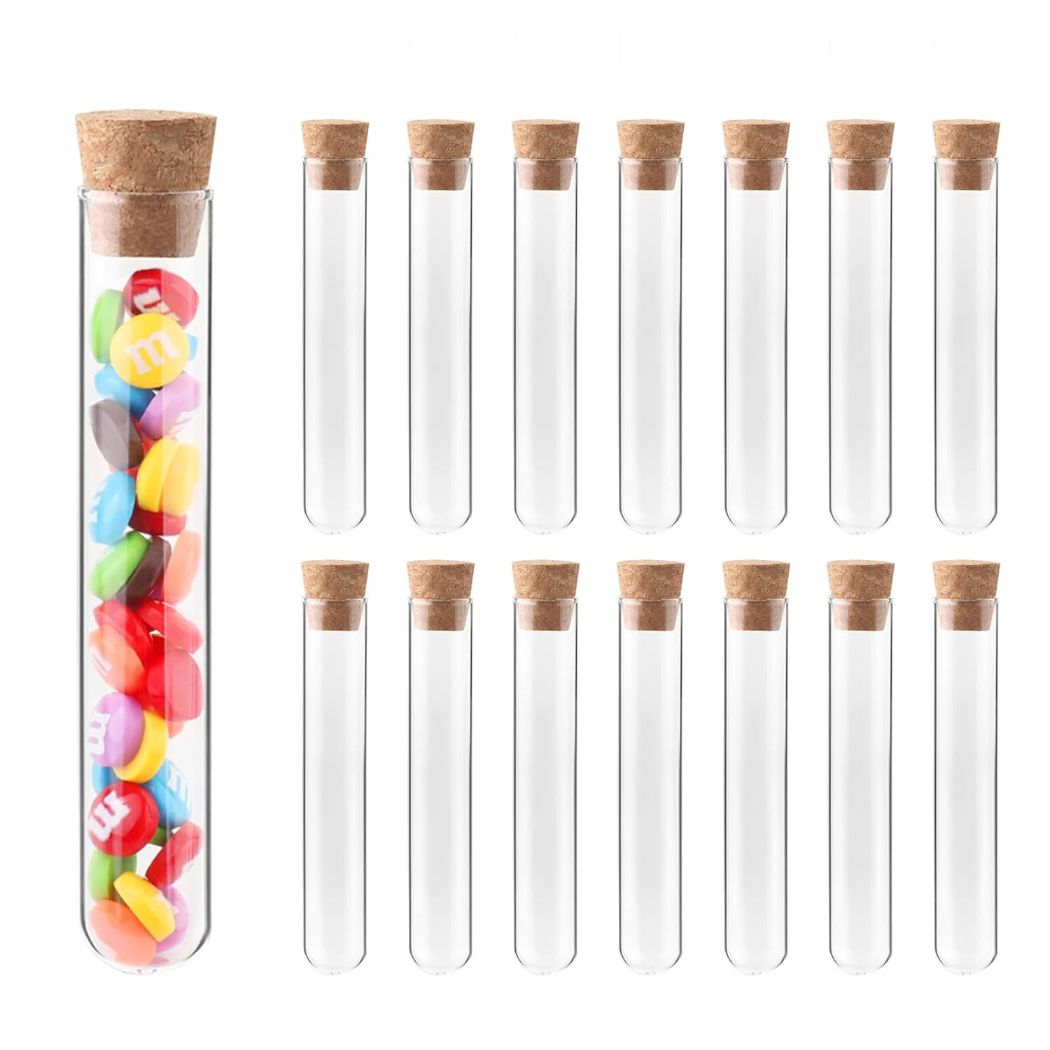Glass Test Tubes for Plants 25X150Mm Vol. 50Ml Shot Glasses with Cork Stoppers