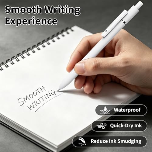 Gel Ink Pens 6-Pack, 0.5mm Fine Point, Quick-Dry Black Retractable Pens