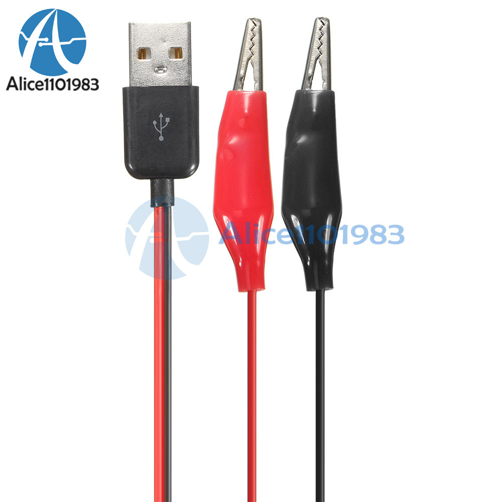 Alligator Test Clip Clamp to USB Female/Male Connector Adapter Cable Cord