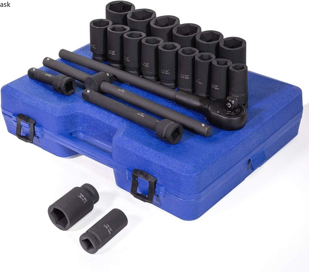 Stark USA 22-Pieces 3/4 Inch Drive Deep Impact Socket Set(7/8″ to 2″ inch)